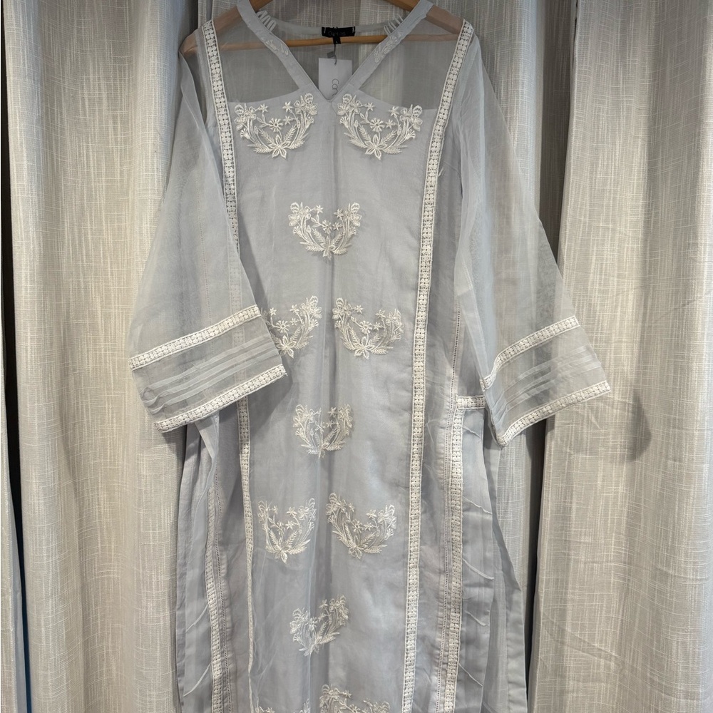 Elegant Gray Embroidered Dress